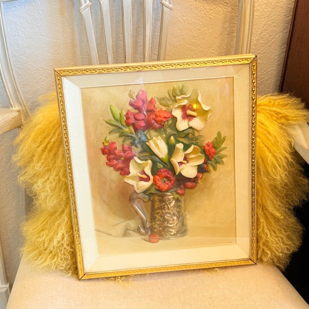 1950's Metalcraft 3D Floral Picture - Picture 13 of 16